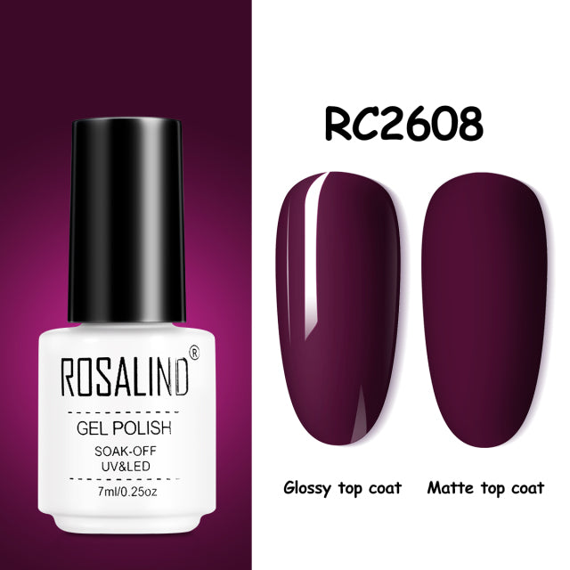ROSALIND Gel Nail Polish of 7ml Purple Series Semi Permanent Gel Varnishes For Nail Art Need Base And Top Soak Off LED/UV Lamp