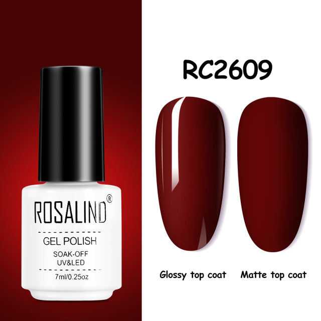 ROSALIND Gel Nail Polish of 7ml Purple Series Semi Permanent Gel Varnishes For Nail Art Need Base And Top Soak Off LED/UV Lamp