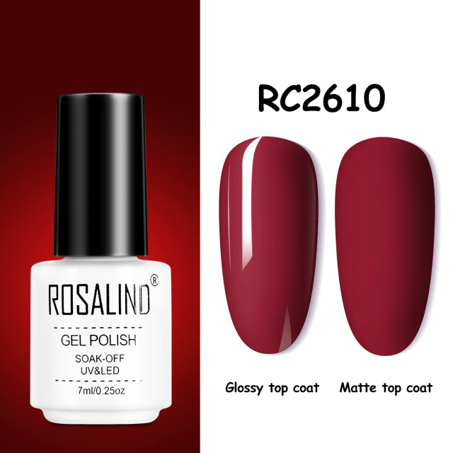 ROSALIND Gel Nail Polish of 7ml Purple Series Semi Permanent Gel Varnishes For Nail Art Need Base And Top Soak Off LED/UV Lamp