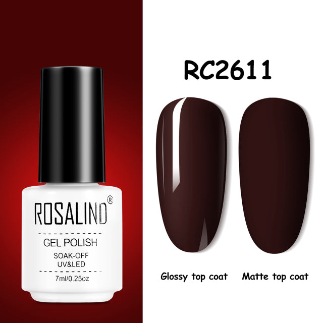 ROSALIND Gel Nail Polish of 7ml Purple Series Semi Permanent Gel Varnishes For Nail Art Need Base And Top Soak Off LED/UV Lamp