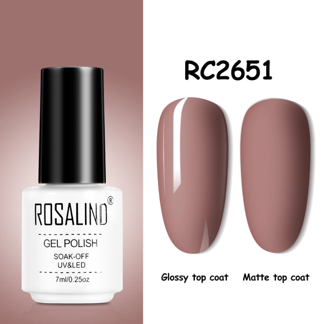 ROSALIND Gel Nail Polish of 7ml Purple Series Semi Permanent Gel Varnishes For Nail Art Need Base And Top Soak Off LED/UV Lamp