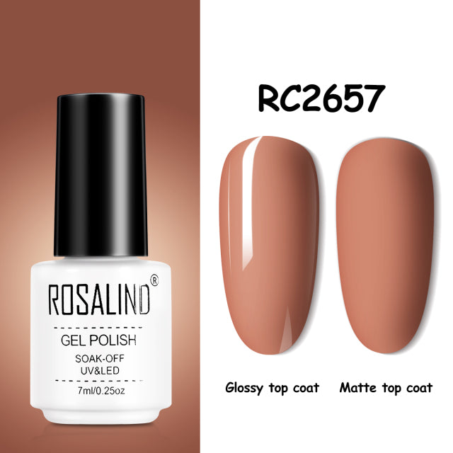 ROSALIND Gel Nail Polish of 7ml Purple Series Semi Permanent Gel Varnishes For Nail Art Need Base And Top Soak Off LED/UV Lamp