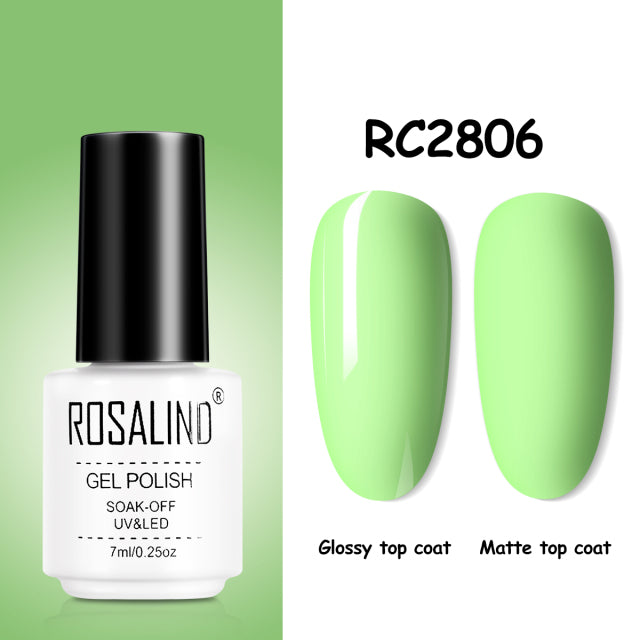 ROSALIND Gel Nail Polish of 7ml Purple Series Semi Permanent Gel Varnishes For Nail Art Need Base And Top Soak Off LED/UV Lamp