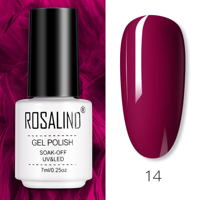 ROSALIND Gel Nail Polish of 7ml Purple Series Semi Permanent Gel Varnishes For Nail Art Need Base And Top Soak Off LED/UV Lamp
