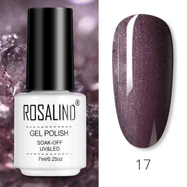 ROSALIND Gel Nail Polish of 7ml Purple Series Semi Permanent Gel Varnishes For Nail Art Need Base And Top Soak Off LED/UV Lamp
