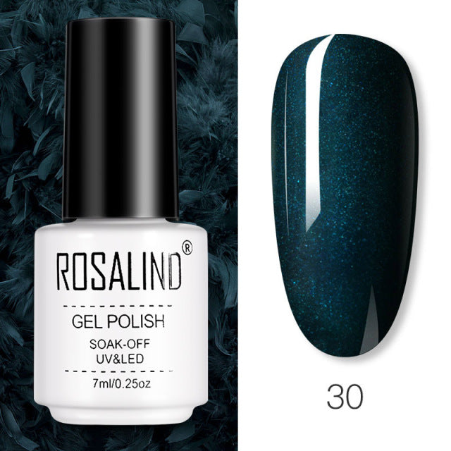 ROSALIND Gel Nail Polish of 7ml Purple Series Semi Permanent Gel Varnishes For Nail Art Need Base And Top Soak Off LED/UV Lamp