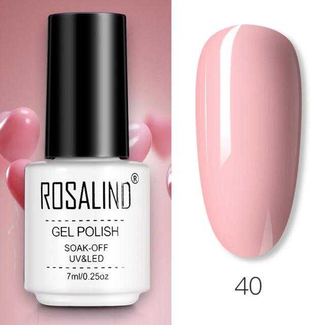 ROSALIND Gel Nail Polish of 7ml Purple Series Semi Permanent Gel Varnishes For Nail Art Need Base And Top Soak Off LED/UV Lamp