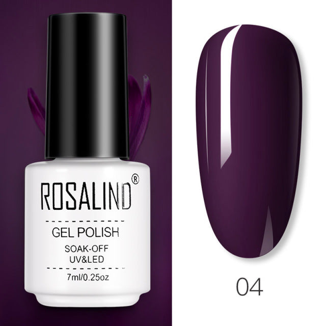 ROSALIND Gel Nail Polish of 7ml Purple Series Semi Permanent Gel Varnishes For Nail Art Need Base And Top Soak Off LED/UV Lamp