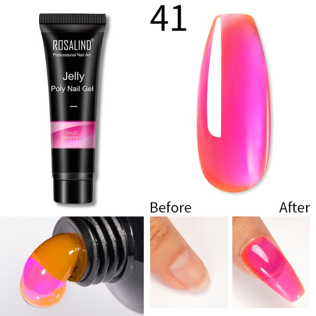 ROSALIND 15ml Poly UV Nail Extension Gel 102 Colors Nail Art Design Manicure Semi Permanent Varnishes Nail Polish Building Gel