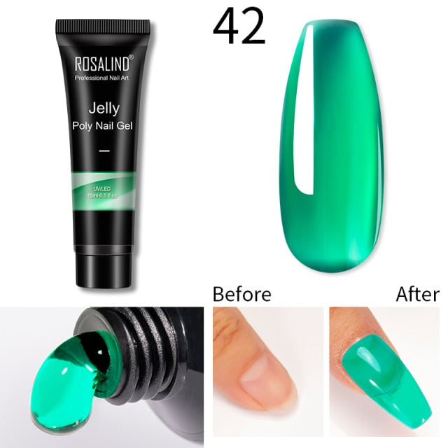 ROSALIND 15ml Poly UV Nail Extension Gel 102 Colors Nail Art Design Manicure Semi Permanent Varnishes Nail Polish Building Gel