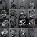 Rings for Men Women Punk Goth Snake Dragon Silver Color Ring Exaggerated Adjustable Chic Party Gift Jewelry Mujer Bijoux