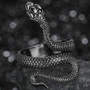 Rings for Men Women Punk Goth Snake Dragon Silver Color Ring Exaggerated Adjustable Chic Party Gift Jewelry Mujer Bijoux