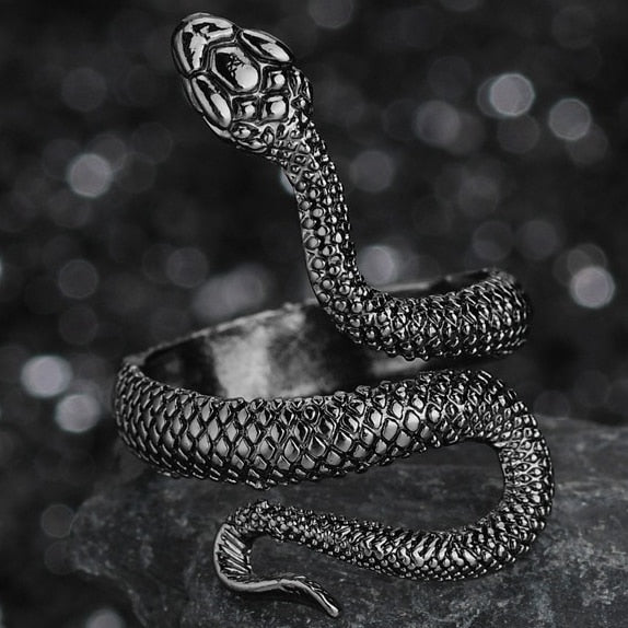 Rings for Men Women Punk Goth Snake Dragon Silver Color Ring Exaggerated Adjustable Chic Party Gift Jewelry Mujer Bijoux