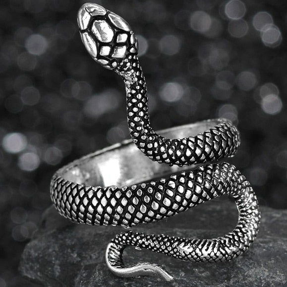 Rings for Men Women Punk Goth Snake Dragon Silver Color Ring Exaggerated Adjustable Chic Party Gift Jewelry Mujer Bijoux