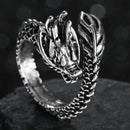 Rings for Men Women Punk Goth Snake Dragon Silver Color Ring Exaggerated Adjustable Chic Party Gift Jewelry Mujer Bijoux