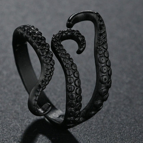 Rings for Men Women Punk Goth Snake Dragon Silver Color Ring Exaggerated Adjustable Chic Party Gift Jewelry Mujer Bijoux