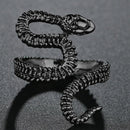 Rings for Men Women Punk Goth Snake Dragon Silver Color Ring Exaggerated Adjustable Chic Party Gift Jewelry Mujer Bijoux