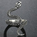 Rings for Men Women Punk Goth Snake Dragon Silver Color Ring Exaggerated Adjustable Chic Party Gift Jewelry Mujer Bijoux