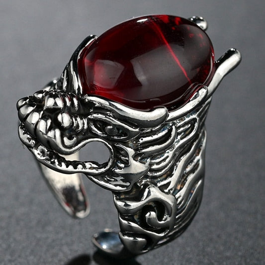 Rings for Men Women Punk Goth Snake Dragon Silver Color Ring Exaggerated Adjustable Chic Party Gift Jewelry Mujer Bijoux