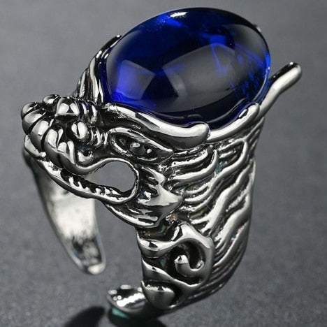 Rings for Men Women Punk Goth Snake Dragon Silver Color Ring Exaggerated Adjustable Chic Party Gift Jewelry Mujer Bijoux