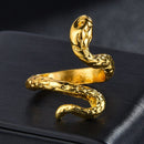 Rings for Men Women Punk Goth Snake Dragon Silver Color Ring Exaggerated Adjustable Chic Party Gift Jewelry Mujer Bijoux