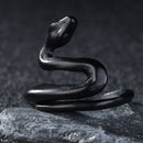 Rings for Men Women Punk Goth Snake Dragon Silver Color Ring Exaggerated Adjustable Chic Party Gift Jewelry Mujer Bijoux