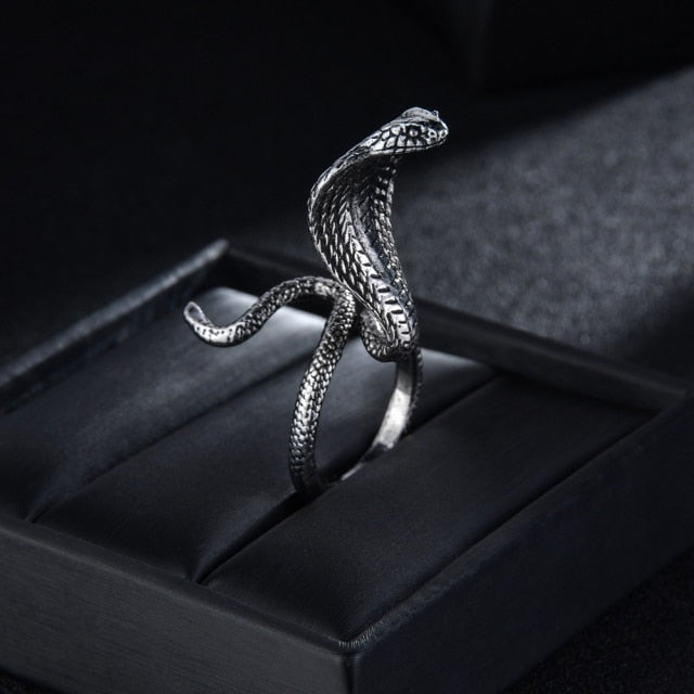 Rings for Men Women Punk Goth Snake Dragon Silver Color Ring Exaggerated Adjustable Chic Party Gift Jewelry Mujer Bijoux