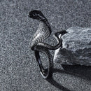 Rings for Men Women Punk Goth Snake Dragon Silver Color Ring Exaggerated Adjustable Chic Party Gift Jewelry Mujer Bijoux