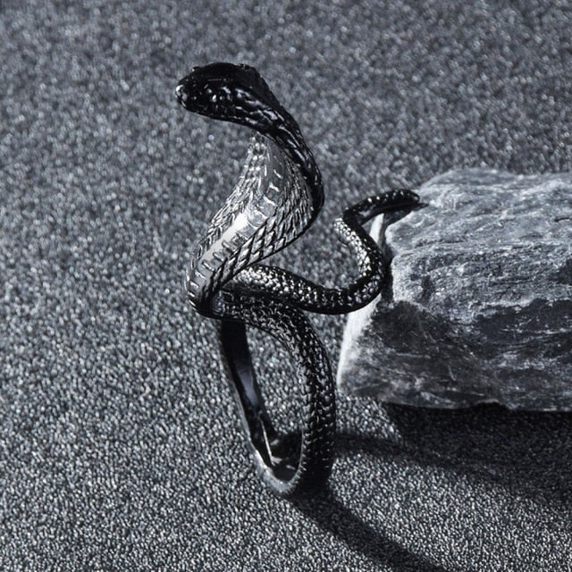 Rings for Men Women Punk Goth Snake Dragon Silver Color Ring Exaggerated Adjustable Chic Party Gift Jewelry Mujer Bijoux