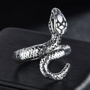 Rings for Men Women Punk Goth Snake Dragon Silver Color Ring Exaggerated Adjustable Chic Party Gift Jewelry Mujer Bijoux