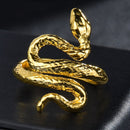 Rings for Men Women Punk Goth Snake Dragon Silver Color Ring Exaggerated Adjustable Chic Party Gift Jewelry Mujer Bijoux