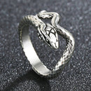 Rings for Men Women Punk Goth Snake Dragon Silver Color Ring Exaggerated Adjustable Chic Party Gift Jewelry Mujer Bijoux