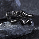 Rings for Men Women Punk Goth Snake Dragon Silver Color Ring Exaggerated Adjustable Chic Party Gift Jewelry Mujer Bijoux