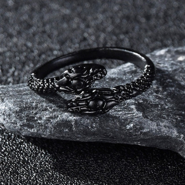 Rings for Men Women Punk Goth Snake Dragon Silver Color Ring Exaggerated Adjustable Chic Party Gift Jewelry Mujer Bijoux