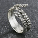 Rings for Men Women Punk Goth Snake Dragon Silver Color Ring Exaggerated Adjustable Chic Party Gift Jewelry Mujer Bijoux