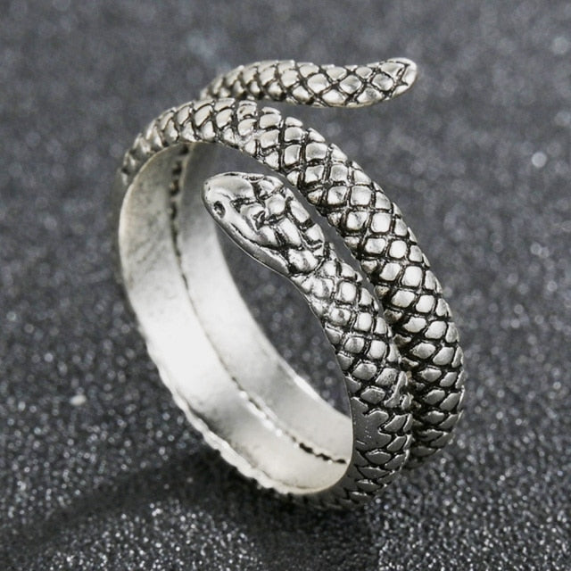 Rings for Men Women Punk Goth Snake Dragon Silver Color Ring Exaggerated Adjustable Chic Party Gift Jewelry Mujer Bijoux