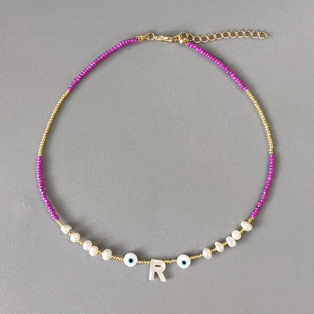 Hand-made Crystal Beads Shell Letter Necklace Variety Of Colors Personalized Custom Jewelry Gifts For Women подвески на шею