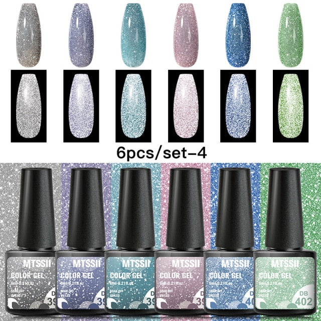 Mtssii 6/10/12PCS Nail Gel Polish Set Nail Kit Sets Color Glitter Holographics Soak Off UV Gel Nail Varnish For Nail Art Gel Set