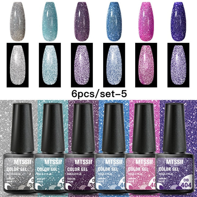 Mtssii 6/10/12PCS Nail Gel Polish Set Nail Kit Sets Color Glitter Holographics Soak Off UV Gel Nail Varnish For Nail Art Gel Set