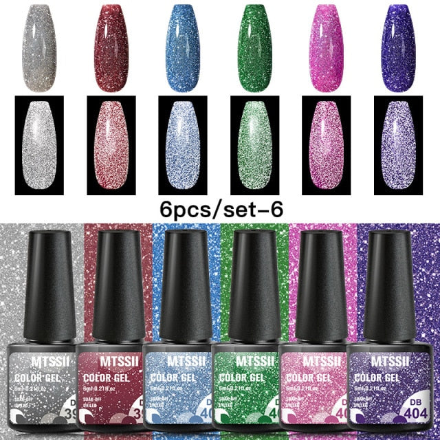 Mtssii 6/10/12PCS Nail Gel Polish Set Nail Kit Sets Color Glitter Holographics Soak Off UV Gel Nail Varnish For Nail Art Gel Set