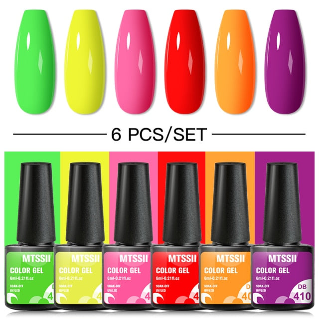 Mtssii 6/10/12PCS Nail Gel Polish Set Nail Kit Sets Color Glitter Holographics Soak Off UV Gel Nail Varnish For Nail Art Gel Set