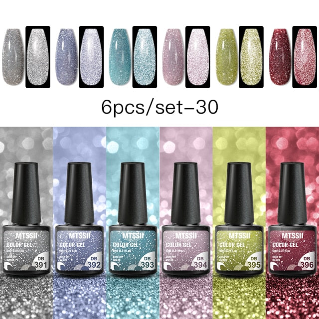 Mtssii 6/10/12PCS Nail Gel Polish Set Nail Kit Sets Color Glitter Holographics Soak Off UV Gel Nail Varnish For Nail Art Gel Set