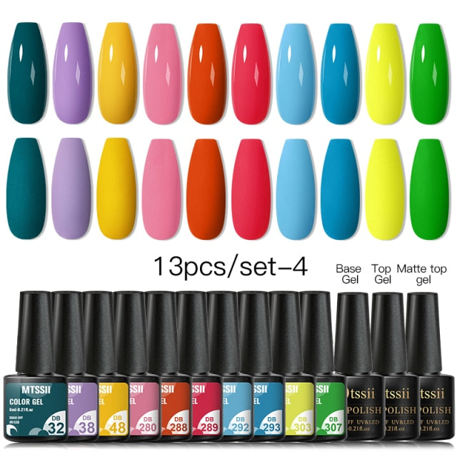 Mtssii 6/10/12PCS Nail Gel Polish Set Nail Kit Sets Color Glitter Holographics Soak Off UV Gel Nail Varnish For Nail Art Gel Set