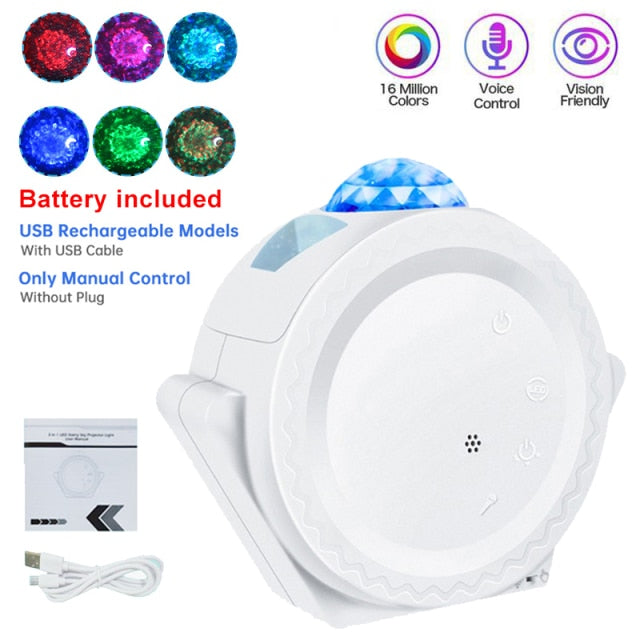 Smart Starry Sky Projector Galaxy Projector 3in1 Night Light Ocean Voice Music Control LED Lamp For Kid Gift Smart Life