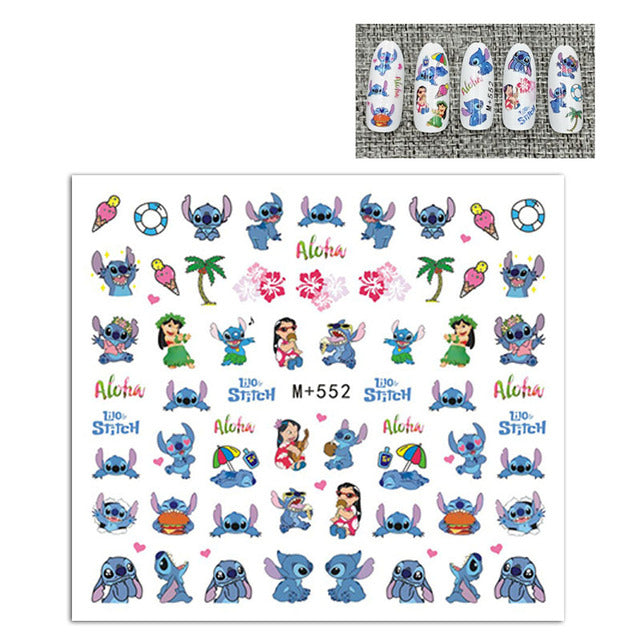 Lilo & Stitch Children's Nail Stickers Disney Toys Manicure Accessories Cool Painting Girls Student Cartoon Decoration Decals