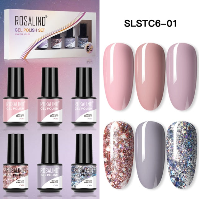 ROSALIND Nail Gel Manicure Set Hybrid Varnish Kit For Nails Art UV Lamp Semi Permanent Nail Gel Polish Set With Good Pack