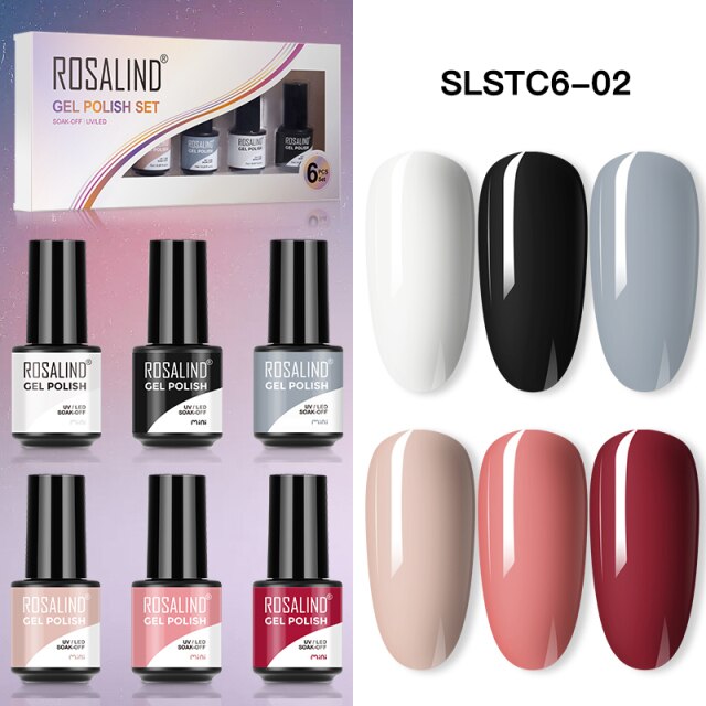 ROSALIND Nail Gel Manicure Set Hybrid Varnish Kit For Nails Art UV Lamp Semi Permanent Nail Gel Polish Set With Good Pack
