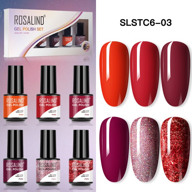 ROSALIND Nail Gel Manicure Set Hybrid Varnish Kit For Nails Art UV Lamp Semi Permanent Nail Gel Polish Set With Good Pack