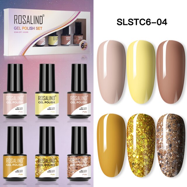ROSALIND Nail Gel Manicure Set Hybrid Varnish Kit For Nails Art UV Lamp Semi Permanent Nail Gel Polish Set With Good Pack
