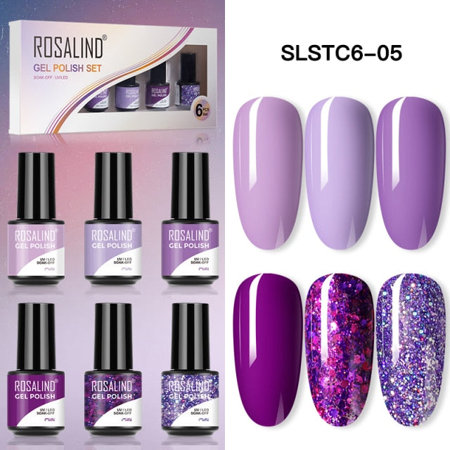 ROSALIND Nail Gel Manicure Set Hybrid Varnish Kit For Nails Art UV Lamp Semi Permanent Nail Gel Polish Set With Good Pack